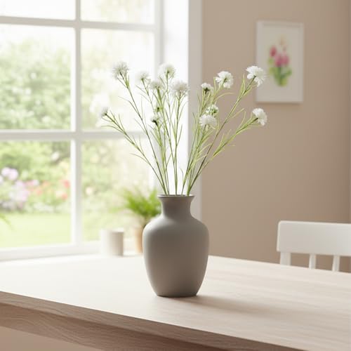 4Pcs 27.56" White Artificial Cornflower Stems Chrysanthemum Centaurea Cyanus Wildflowers Silk Cornflower Bunches Fake Flowers Bulk Faux Bachelor's Button for Vase Bouquet Wedding Home Party Decor - color: White