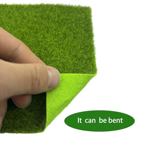 6 Pieces 6 x 6 Inches Fake Grass Decor for Crafts,Artificial Grass for Miniature Ornament Projects,Miniature Diorama,Miniature Decoration,House Scences