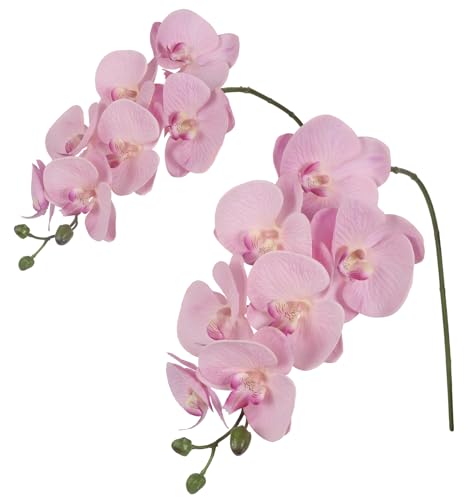 IPOPU 34.3" Pink Orchid Artificial Flowers, Real Touch Fake Orchid Latex Pink Flowers Phalaenopsis Branches for Home Party Wedding Bridal Shower Decoration, 2pcs Pink - color: Light Pink