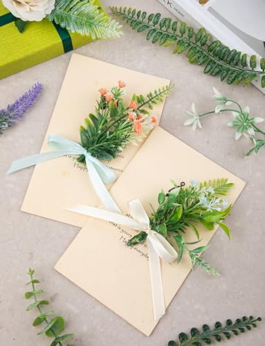 40Pcs Mini Fake Green Leaves Artificial Plants Flowers Garland Hanging for DIY Small Bouquets Baby Shower Wedding Home Party Decoration