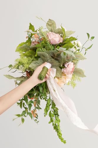 Ling's moment Pink Bride Bouquet - 15 Inch Wedding Blush Garden Artificial Flowers for Bride - color: Pk-blush Garden, size: Medium 15 Inch