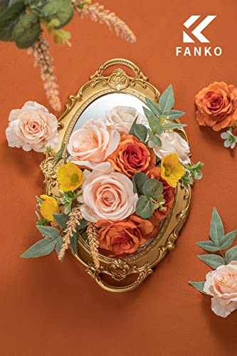 FANKO Artificial Flowers for DIY, Orange Peach Yellow Faux Flowers Bouquet, Fake Flowers with Roses Daisy Silk Flowers for Vase, Home Decor, Wedding Centerpiece, Floral Arrangement Décor, Party - color: Deluxe Champagne