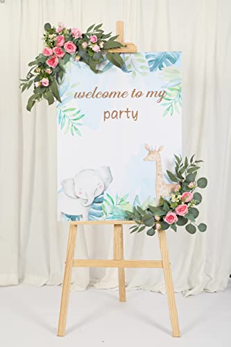 H&W 2pcs Small Size Artificial Wedding Arch Flowers for Wedding Sign, Floral Swag Dusty Decor for Reception Ceremony Backdrop Sweetheart Table(Willow Leaves-Peony-Pink) - color: Willow Leaves-peony-pink