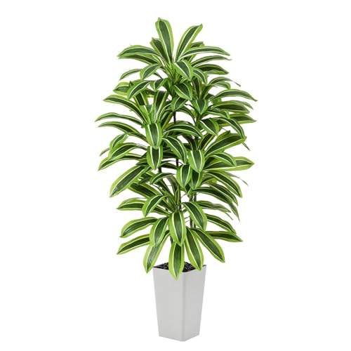 Artificial Yellow Dracaena Tree - 6FT Tall Fake Plants with White Tall Planter - Artificial Plants Indoor Floor Plant in Pot - Large Tropical Fake Yucca Potted Tree for Home Office Living Room Decor - color: White-yellow Leaf, size: 6 FT