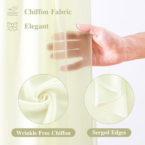 Wedding Arch Draping Fabric, 1 Panel 18FT Ivory Sheer Backdrop Curtain Chiffon Fabric Drapery Voile Scarf Draping Panels for Wedding Archway Ceremony Curtain Valance Party Decoration - color: Ivory Drapes Curtain, size: (1 Panel )6 Yards/18ft