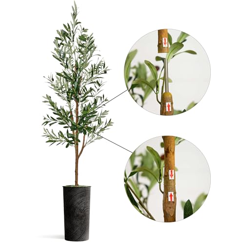 Artificial Tree in Optional Designed Pot, Fake Olive Silk Tree for Indoor and Outdoor Home Decoration - 68" Overall Tall (Plant Pot Plus Tree) - style: Olive Tree