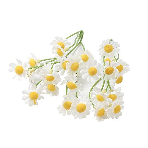 25 Bundles Mini Artificial Daisies Small Daisy Flowers Fake Spring Flowers Decorative Faux Flowers with Stems Home Decorations White - color: White