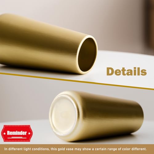 Light Gold Vase - 8" Big Gold Ceramic Flower vase for Home/Table/Accent Decor, Minimalist Modern Vases for Centerpieces, Room Decor, Living Room, Bedroom or Gift - color: Light Gold, size: Big