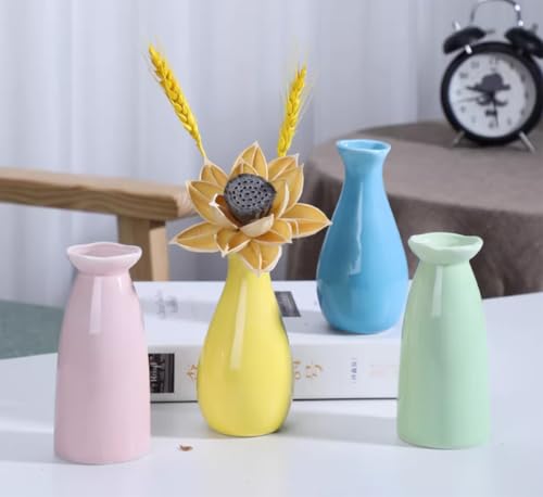 Small Ceramic Bud Vase Flower Single Stem Vase Mini Decorative Floral Holder Home Decorative Floral Centerpiece for Home Decor Centerpiece Wedding Party Table Vase (Yellow) - color: Yellow