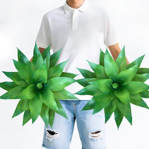 Artificial Agave Plants, Realistic UV Resistant Fake Aesthetic Plants for Outdoor Indoor, Home Decor for Garden, Porch, Doorway, Patio (2PCS, Green, Medium) - color: Green, size: Medium