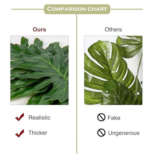 DILATATA 3 Pack Artificial Monstera Leaves with Long Stem for Vase - Fake Tropical Plants Split Palm Leaves Realistic Philodendron Leaves for Home Wedding Party Decor - color: Split Palm#pe 3pcs