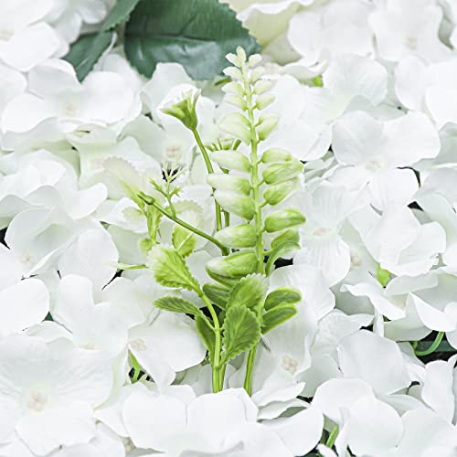 Flower Wall Panel Floral Backdrop, 6 Pcs Flower Wall Decor, 24" X 16" Silk Rose Wall, Artificial Flower Wall Backdrop Faux Flower Panel for Wedding, Party, Home (White) - color: White