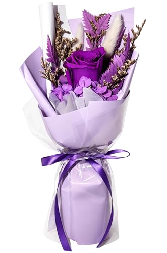 Preserved Flowers Bouquet,Flowers For Delivery,Purple Rose Bouquets,Birthday Flowers Gifts For Women Mom Grandma Wife Friends,Real Roses Gift From Daughter Valentine’S Day Mothers Day Anniversary - color: Purple, size: Rose Bouquet
