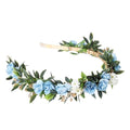 Blue Flower Crown Headband, Artificial Fairy Rose Floral Headpiece, Bridal Boho Flower Headbands for Women Maternity Birthday Wedding Renaissance Festival Party Hair Accessories - color: Blue