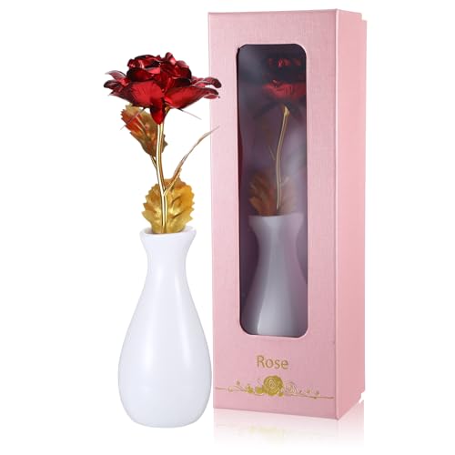 Roses Artificial Flowers for Her Wife Mother's Day, Red Flower Birthday Gifts for Mom Grandma, Eternal Rose Women Great Grandma - color: Red