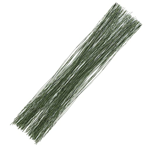 Floral Wire 26 Gauge, 100 Pcs Green Florist Flower Wire Stems for Crafts, Bouquet Stem Wrapping, Wreath Making, Flower Arrangement Supplies (14 Inch) - color: Green