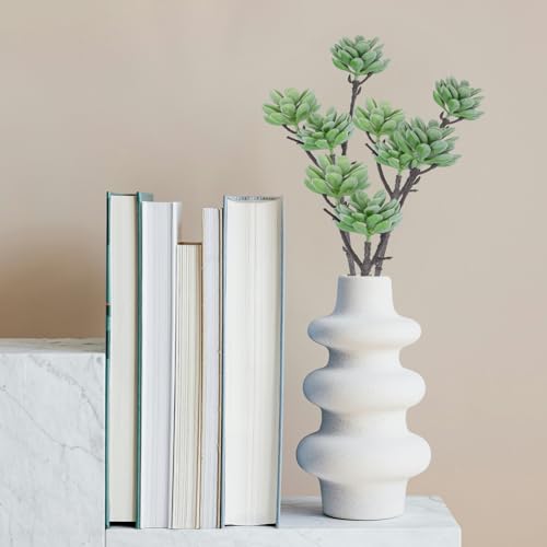 Woration 3PCS Artificial Succulents Branch Fake Plants Unpotted 3-Heads Flocked Succulent Faux Greenery Decor for DIY Basket Planter Centerpiece Floral Arrangement - color: Green Style C