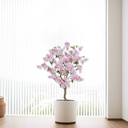 4FT Artificial Cherry Blossom Tree, Lifelike Pink Cherry Tree in Pot for Indoor Garden, Office, Wedding, Party & Hotel Decoration - color: Pink, size: 3ft 11in
