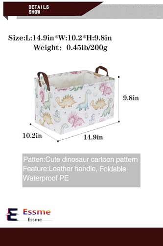 Essme Dinosaur Baskets,Cute Basket ,Dinosaur Baskets with Handles for Dinosaur Room Decor, Clothes,Books Bins.(Cute Dinosaur ) - color: Cute Dinosaur