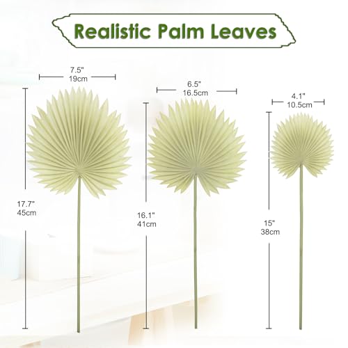 DILATATA Pu Foam White Artificial Palm Leaves Faux Palm Tropical Leaves Fake Palm Fronds for DIY Wedding Bouquets Fake Leaves for Centerpieces Arrangements Bridal Shower Palm Leaf for Home Decor-6Pcs - color: White