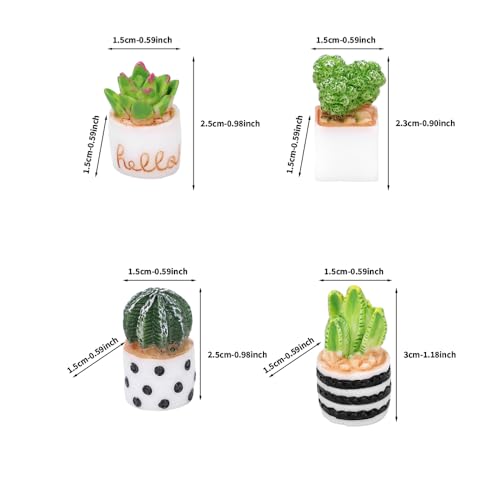 4PCS Cartoon Cute Artificial Plants Artificial Resin Cactus Potted Ornaments Home Tabletop Ornaments Office Desktop Decor