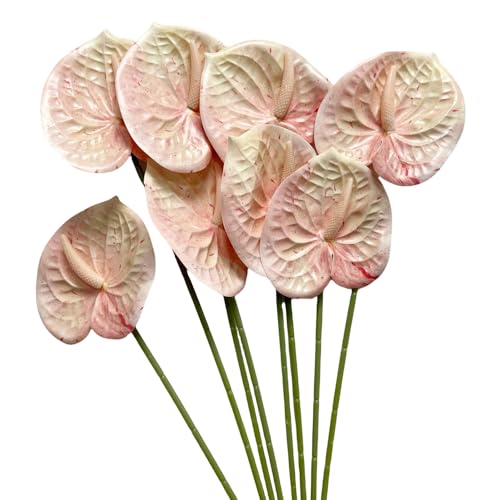 Corkwaw 8 Pcs 23-5/8 inch Artificial Anthurium Flowers Real Touch Fake Flower for Table Centerpieces Arrangement and Bridal Wedding Festival Decor Flower Arrangement (Yellow) - color: Yellow