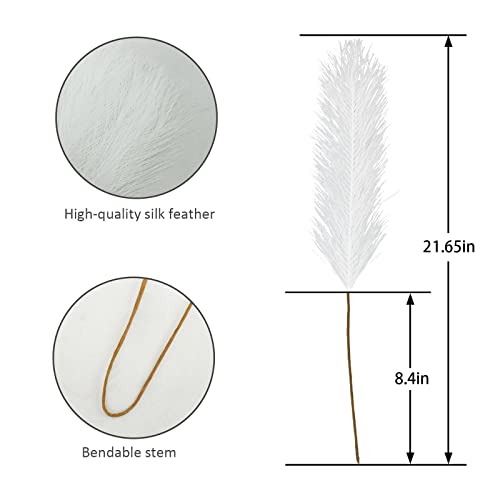 obbsie 150pcs White Faux Pampas Grass Decor, 21.6" Short Artificial Floral Branches Vase Filler Flower Arrangement for Home Wedding Boho Outdoor Decor - color: White, size: 150 PCS