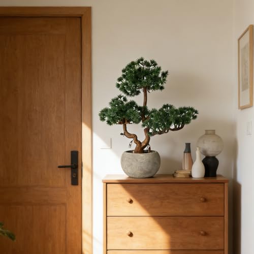 KAIRNE Artificial Pine Shrubs Trees,Realistic Decorative Plants Potted,Topiary Trees Artificial Indoor Faux Cedar Plants,Lifelike Green Tree Table Decoration Gifts for House Office Desk Shelf Decor - color: Pine Shrubs Plants