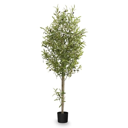 Maia Shop 5ft Artificial Olive Tree Plant for House, Apartment or Office – Realistic Fake Indoor Plants for Living Room, Kitchen, Bedroom, Entryway or Bathroom – Faux Greenery for Home Décor - color: Olive, size: 5ft