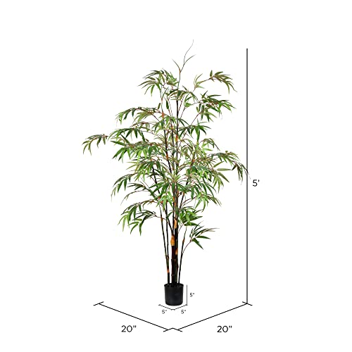 Vickerman Everyday 5' Artificial Potted Black Japanese Bamboo Tree - Premium Lifelike Faux Plant for Home or Office Decor - Maintenance Free Bamboo Tree - size: 5ft