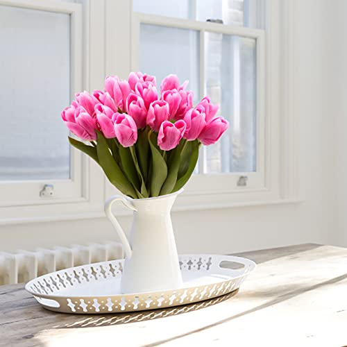 20PCS Artificial Tulips Real Touch Faux Flower Moisturizing Tulips for Photography Ornaments Home Garden Wedding Party Decor Fake Flowers (Peach Pink) - color: Peach Pink