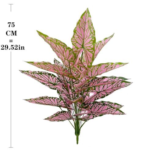 Aglaonema Plant with Variegated Green and Red Leaves, Fake Tree Leaf Simulation Flower Bonsai for Party Decoration Artificial Plants Floor Home Room Decor Ornament (Pink No Flowerpot, 75cm) - color: Pink No Flowerpot, size: 75cm