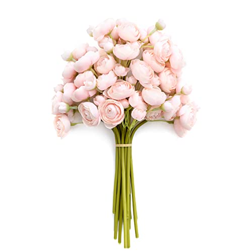 Ling's moment Ranunculus Artificial Flower, Faux Silk Mini Ranunculus Flowers for DIY Bouquet, Bulk Fake Wedding Filler Flowers for Centerpieces Arrangements Bridal Shower Decorations, Blush Pink - color: Pk-shabby Blush