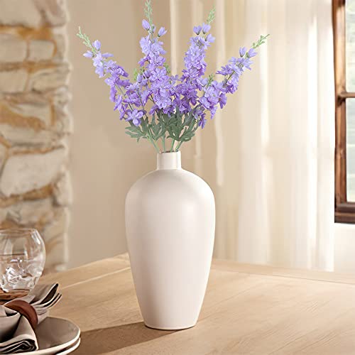 FERIAL Purple Artificial Delphinium Flowers Silk Larkspur Flowers Faux Snapdragon Long Stem Fake Plant Spray Arrangement for Home Office Garden Wedding Table Vase Decor (Purple) - color: Purple