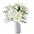 White Lilies Artificial Flowers,6 Pcs Faux Lily Flowers,23 Inch Long Stem Tiger Lily Branch with 3 Full Blooms and 4 Leaves, Latex Real Touch Lilium Flower for Wedding Bouquet - color: White