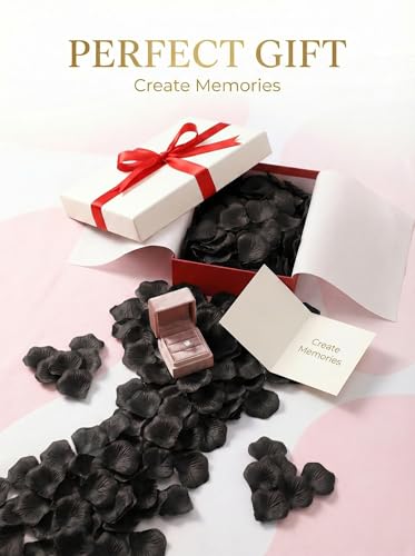2200 Pcs Artificial Fake Rose Petals,Flower Petals for Romantic Night,Engagement, Party, Wedding, Event Flower Decorations, in Bulk(Black) - color: Black, size: 2200Pcs