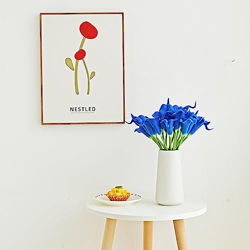 ONLY ART Artificial Royal Blue Calla Lily 20pcs – 13.5" PU Faux Flowers with Flexible Stems, Soft Texture, for New Year and Valentine's Day Home, Wedding & DIY Decor - color: Royal Blue