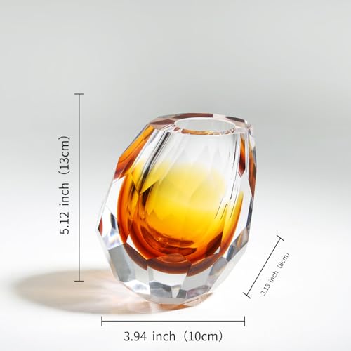YAOYUAN Hand Blown Glass vase - Elegant mini Bud vases for Console Table Decor, Beautiful Blown Glass Decor & Diffuser, Perfect Home Decoration (Large) - size: Large