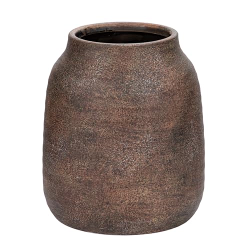 Briful Rustic Ceramic Vase 7” Tall – Handcrafted Vintage Pottery Flower Vase with Distressed White-Wash Finish – Farmhouse Decorative Accent for Table, Shelf, Mantel (Not Watertight), Brown - color: Brown, size: 7 Inch