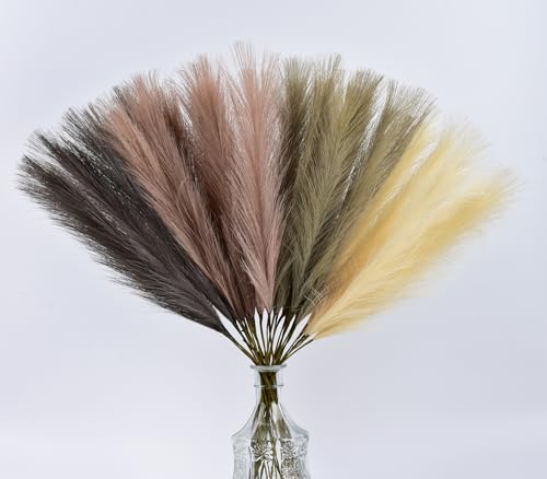 LSKYTOP Beige Pampas Grass Decor,23Inch 16pcs Faux Pampas Grass Bouquets Artificial Pampas Fake Pampas Flower for Home Living Room Bedroom Vase Decor - color: Beige 16pcs