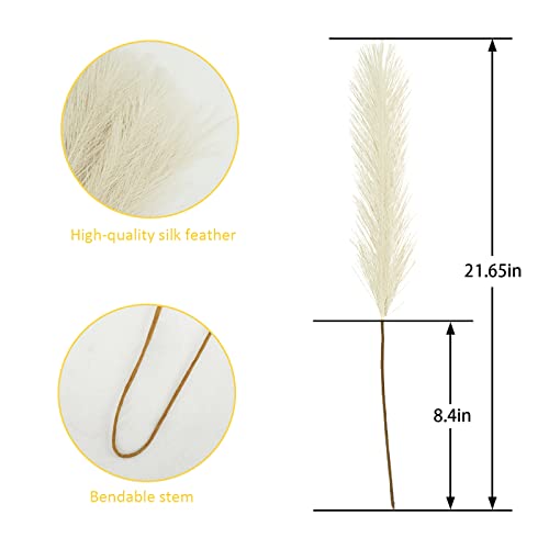 obbsie 150PCS Faux Beige Pampas Grass, 21.6" Short Artificial Pompous Grass Floral Fake Beige Flowers Branches Vase Filler Flower Arrangement for Home Wedding Boho Decor, - color: Beige, size: 150 PCS
