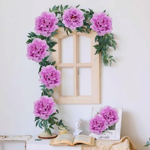 20 Pcs Artificial Flower Peonies, 5" Silk Fake Peonies with 6" Stems No Leaf, Faux Peonies Flowers for Decoration Wedding Home Party Centerpiece Decor Floral Art (Light Purple) - color: Light Purple