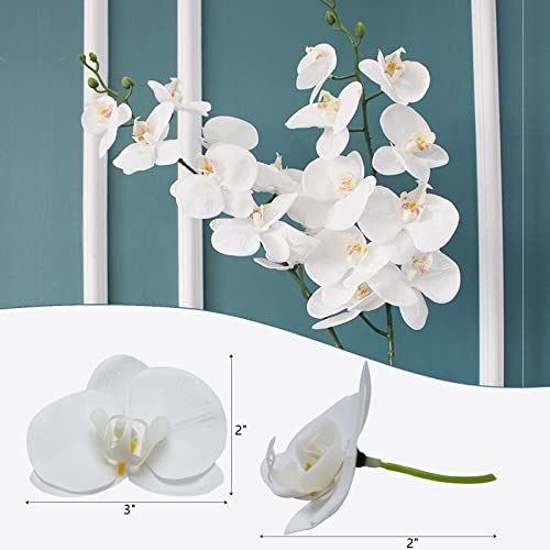 LARDUX Fake Flower Heads -Pack of 20 Artificial Orchid Heads Faux Butterfly Flower Head Bulk for DIY Wedding Crafts Party Centerpieces Home Decor -White - color: White