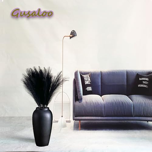 Artificial Faux Pampas Grass 8 Pcs Fake Artificial Adjustable Pampas Grass Variable Length Tall Fluffy Stems Table Vase Filler Centerpiece for Living Room Kitchen Decor Boho Decor Wedding -Black - color: Black