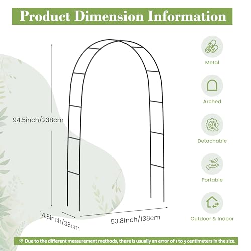 Metal Arbor Frame Stand, Garden Arch Trellis for Plants, Wedding Decor Backdrop Flower Stand, 7.9 * 4.6 FT - color: Black