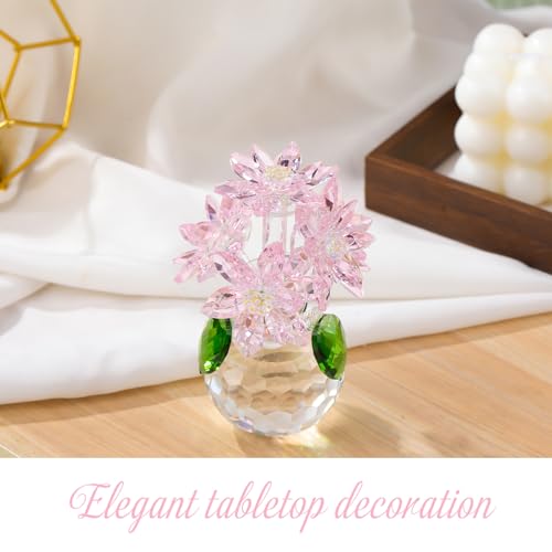 Arikyrist Crystal Pink Daisy Figurine Gifts for Women Friends Glass Daisy Flowers for Home Office Tabletop Centerpieces Decor - color: Pink