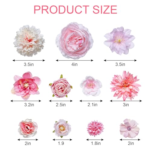 27 Pcs Faux Flowers Small Silk Artificial Flower for DIY Multicolor Flowers Craft Supplies for Wedding Party Graduation Home Decor (27, Pink) - color: Pink
