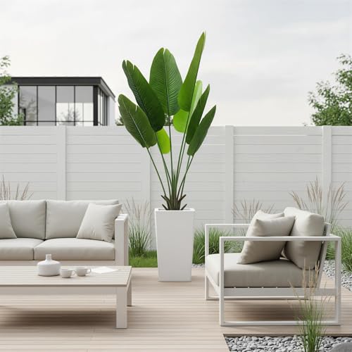 4.65 FT Artificial Large-leaved Banana Tree in Pot, Decorative Evergreen Tropical Areca Palm Plant, Fake Traveler's Banana Tree Tree, Indoor House Plants for Living Room Porch Entryway Office - size: 4ft 8in