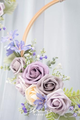 Ling's moment Artificial Roses, Dusty Violet & Pale Lavender, 3 Inch 50 Pcs | Foam Material, With Stems, DIY Floral, Wedding/Party Decor, Centerpieces/Bouquet - color: Pr- Dusty Violet & Pale Lavender, size: 50Pcs