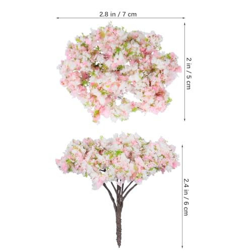 HOMSFOU 8pcs Cherry Blossom Tree Model, Artificial Blossom Cherry Tree Scenery Model Miniature Sand Table Accessories for Train Railway Architecture Diorama Micro Landscape Garden Yard Decor